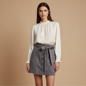 🆕 Young Fabulous & Broke Kace Denim High Waist Paper Bag Gray Skirt Size M